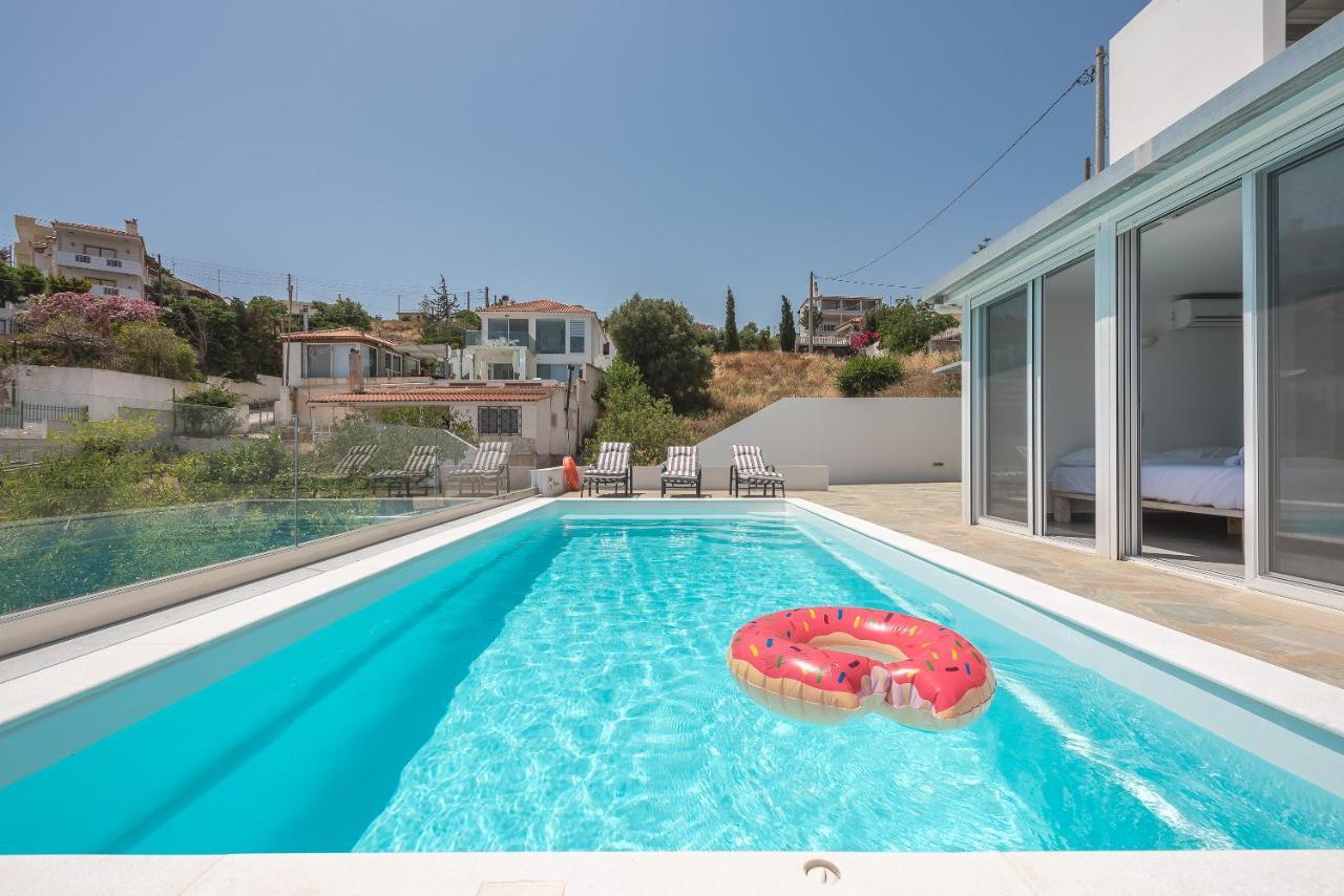 Villa Luna Private Heated Hydro Pool Bbq Beach 4Min Agia Marina Mikrolimanou Kültér fotó